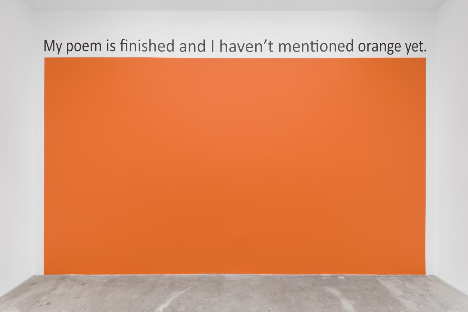 Haim Steinbach installation view orange wall text