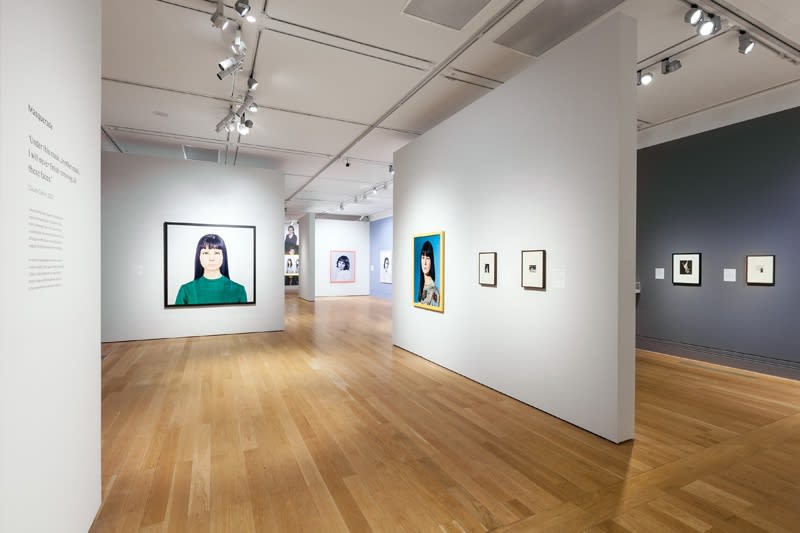 Installation view of Gillian Wearing at National Portrait Gallery, family portrait phtographs