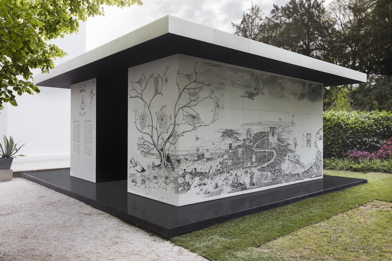 structure with drawings on the outside