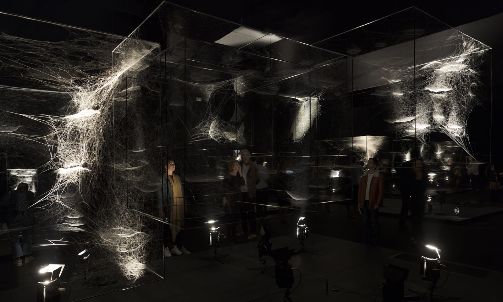 installation image of Saraceno exhibition at Palais de Tokyo