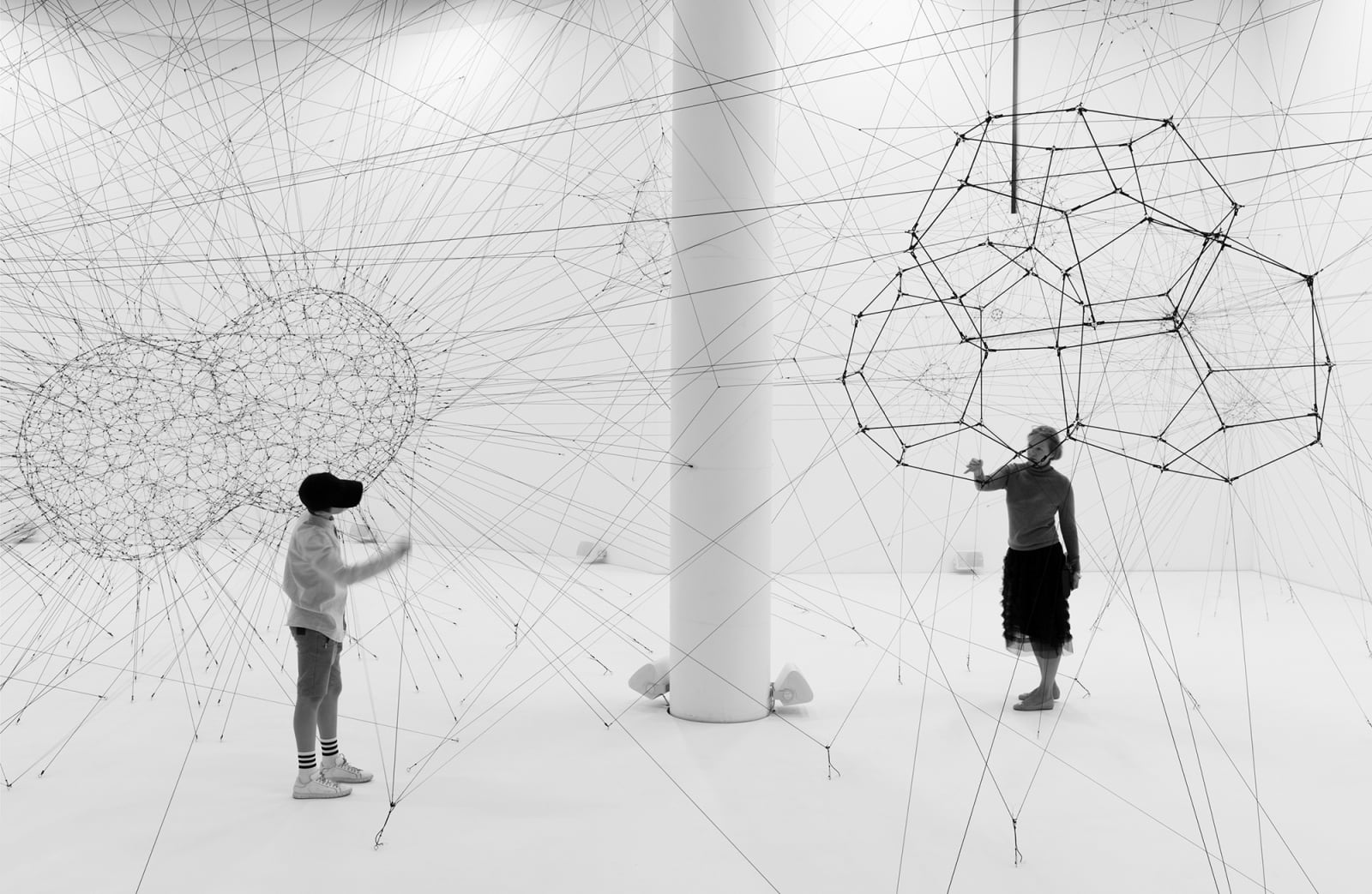 installation image of Saraceno exhibition at Palais de Tokyo
