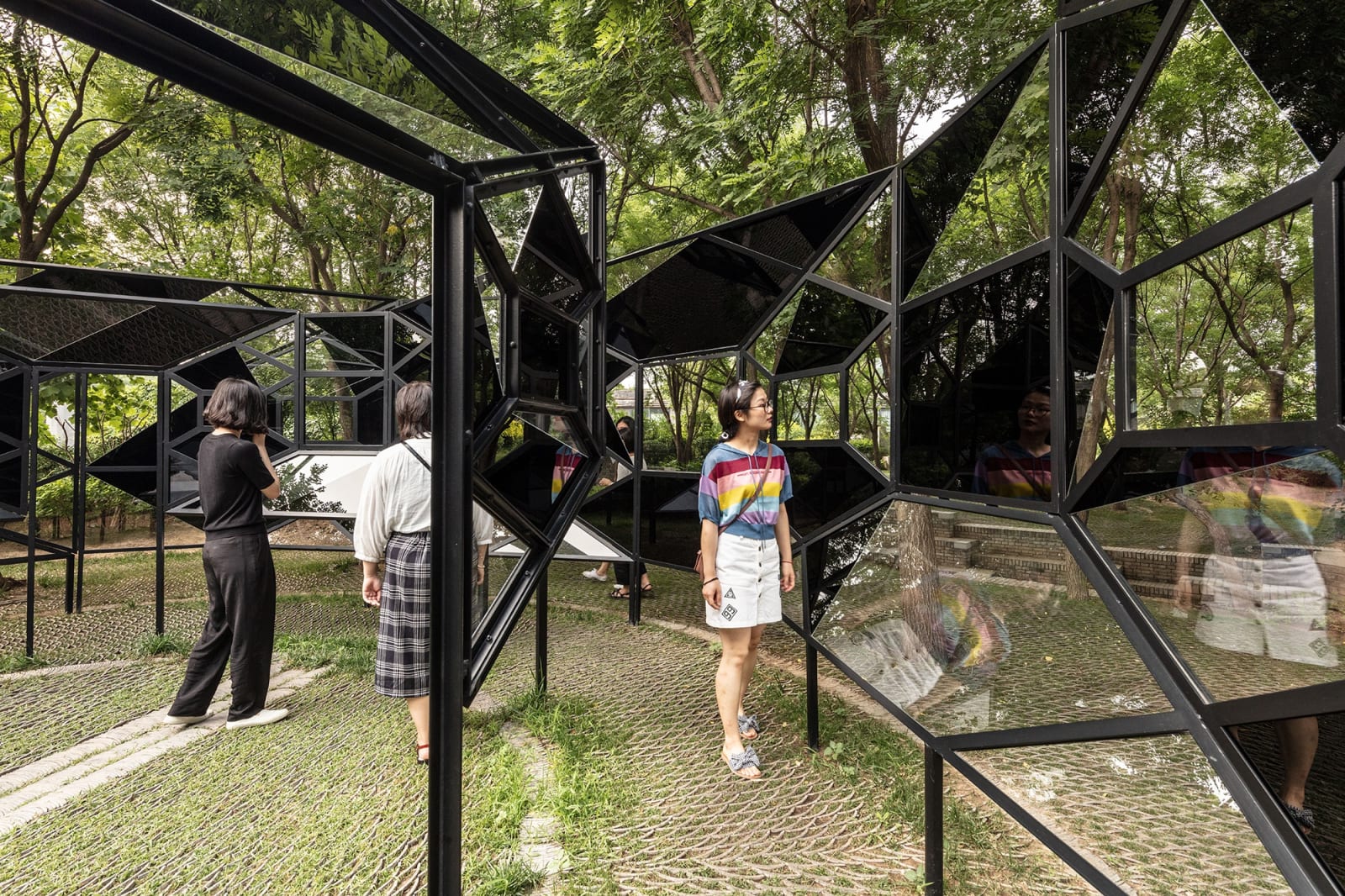 image of an outdoor geometric sculpture