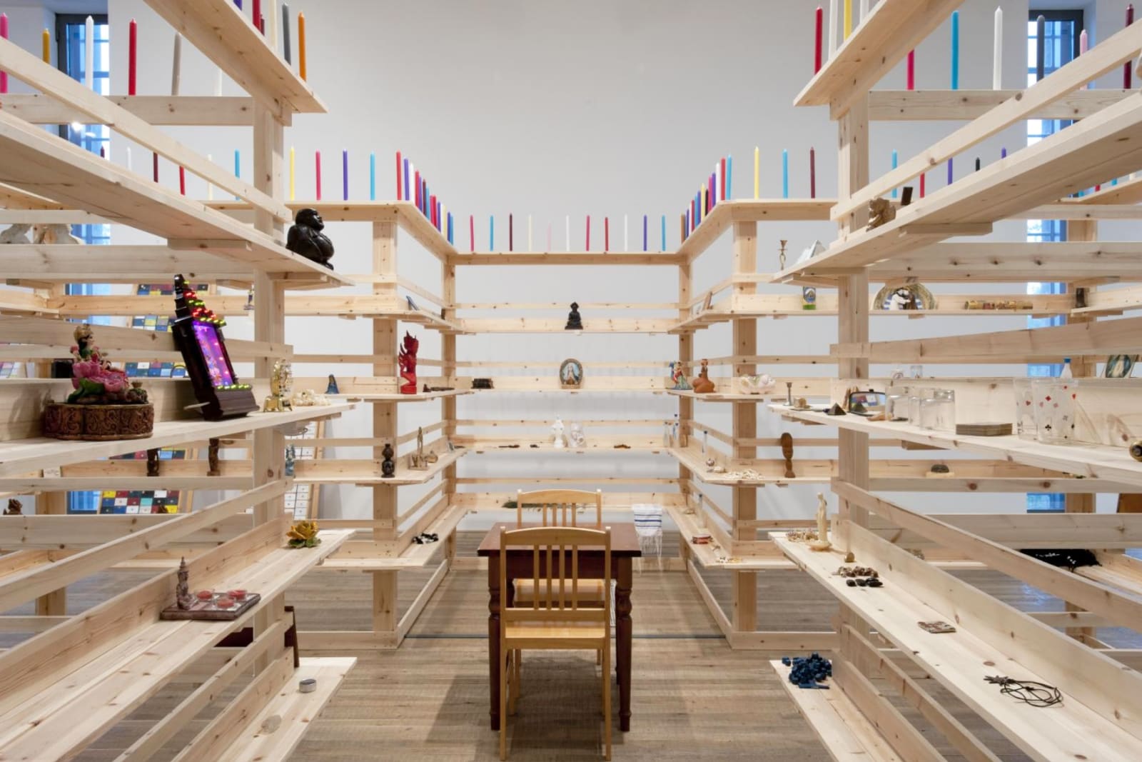 installation image of Meschac Gaba works at Tate, structure for museum
