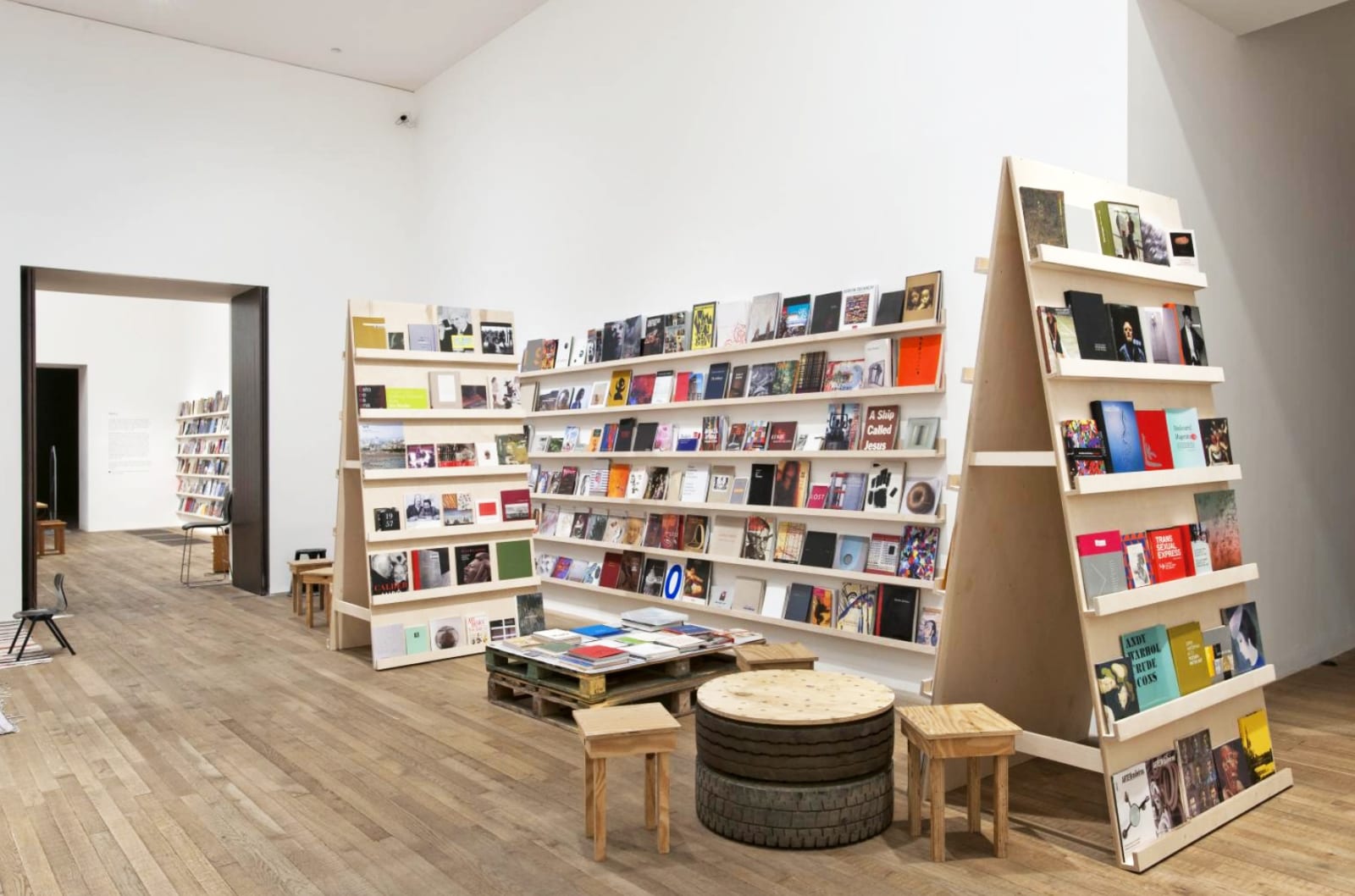 installation image of Meschac Gaba works at Tate, bookstore stand