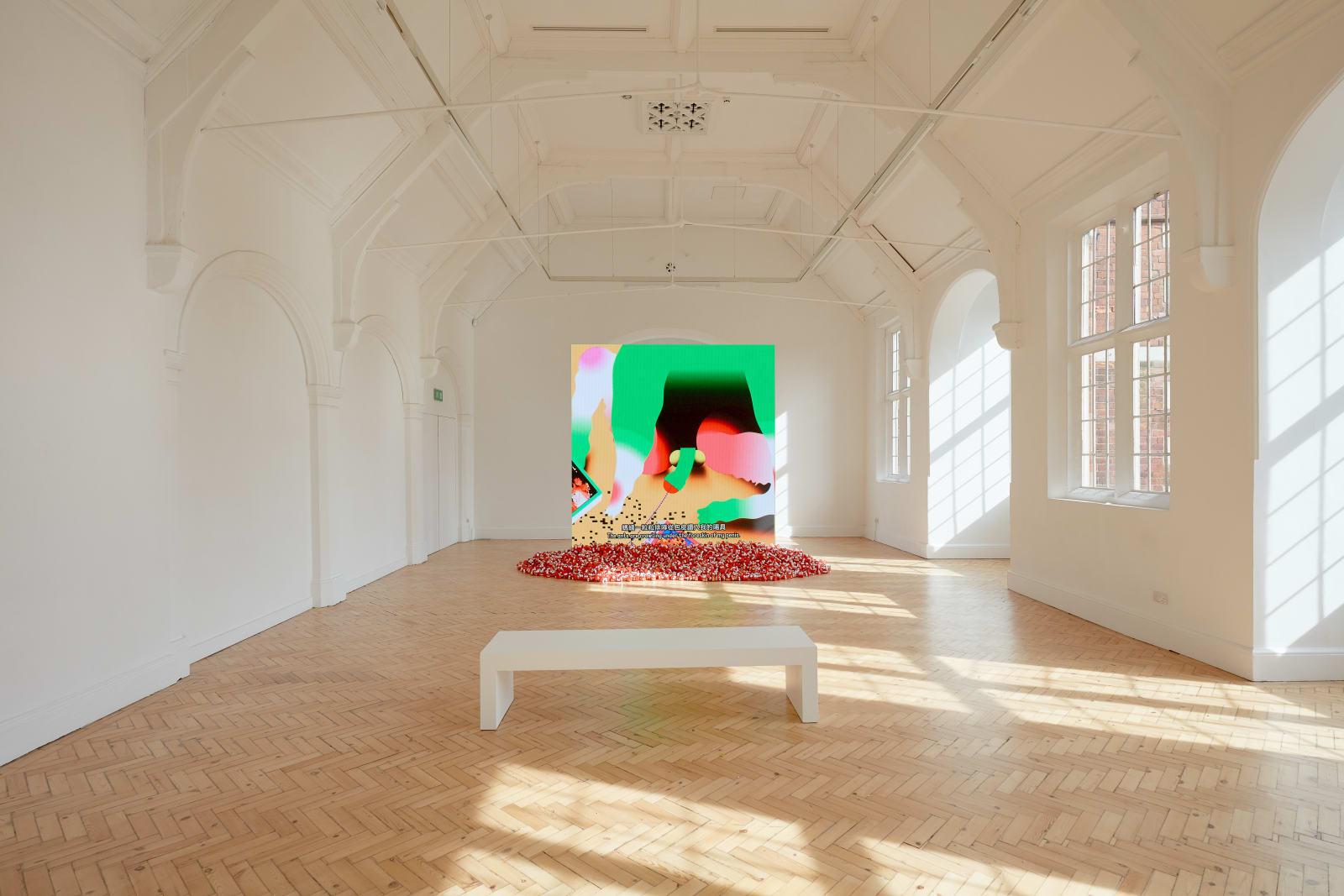installation view of Wong Ping video