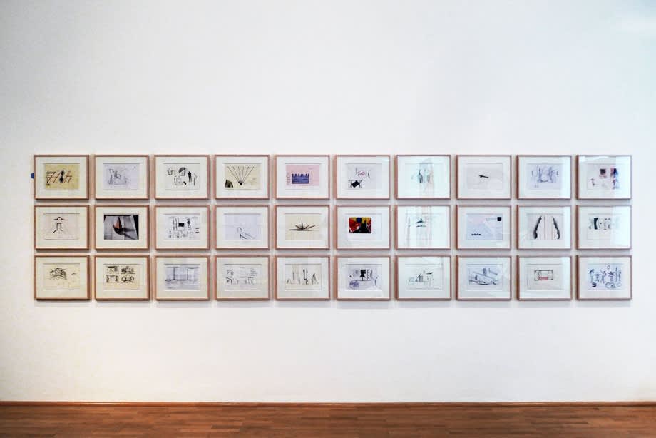installation view of abstract paintings at MMK