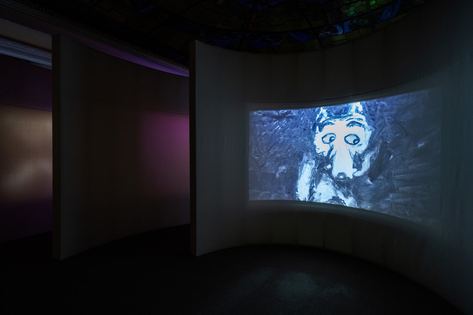 installation image of Nathalie Djurberg and Hans Berg: A Moon Wrapped in Brown Paper