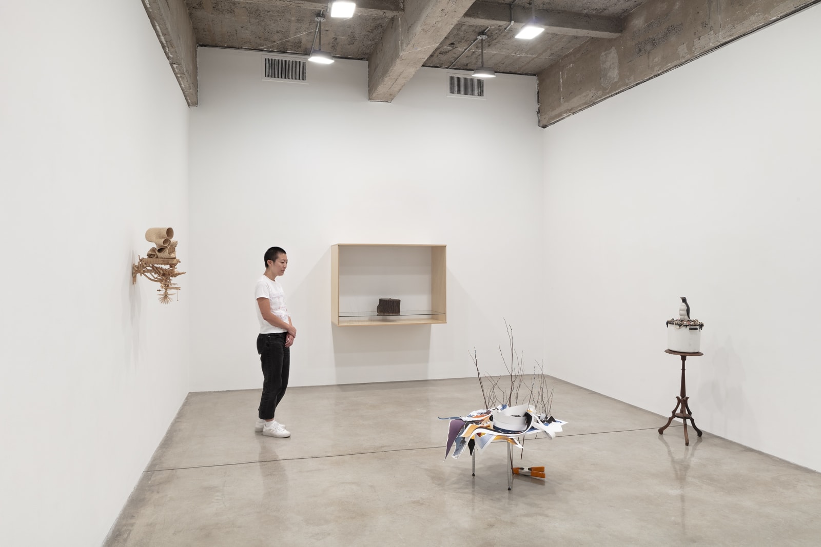 A gallery of sculptures and other artwork