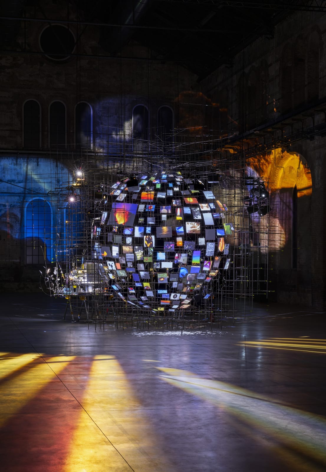 Installation view, Sarah Sze, METRONOME, 2023, OGR Torino, Italy, Photo by Andrea Rossetti