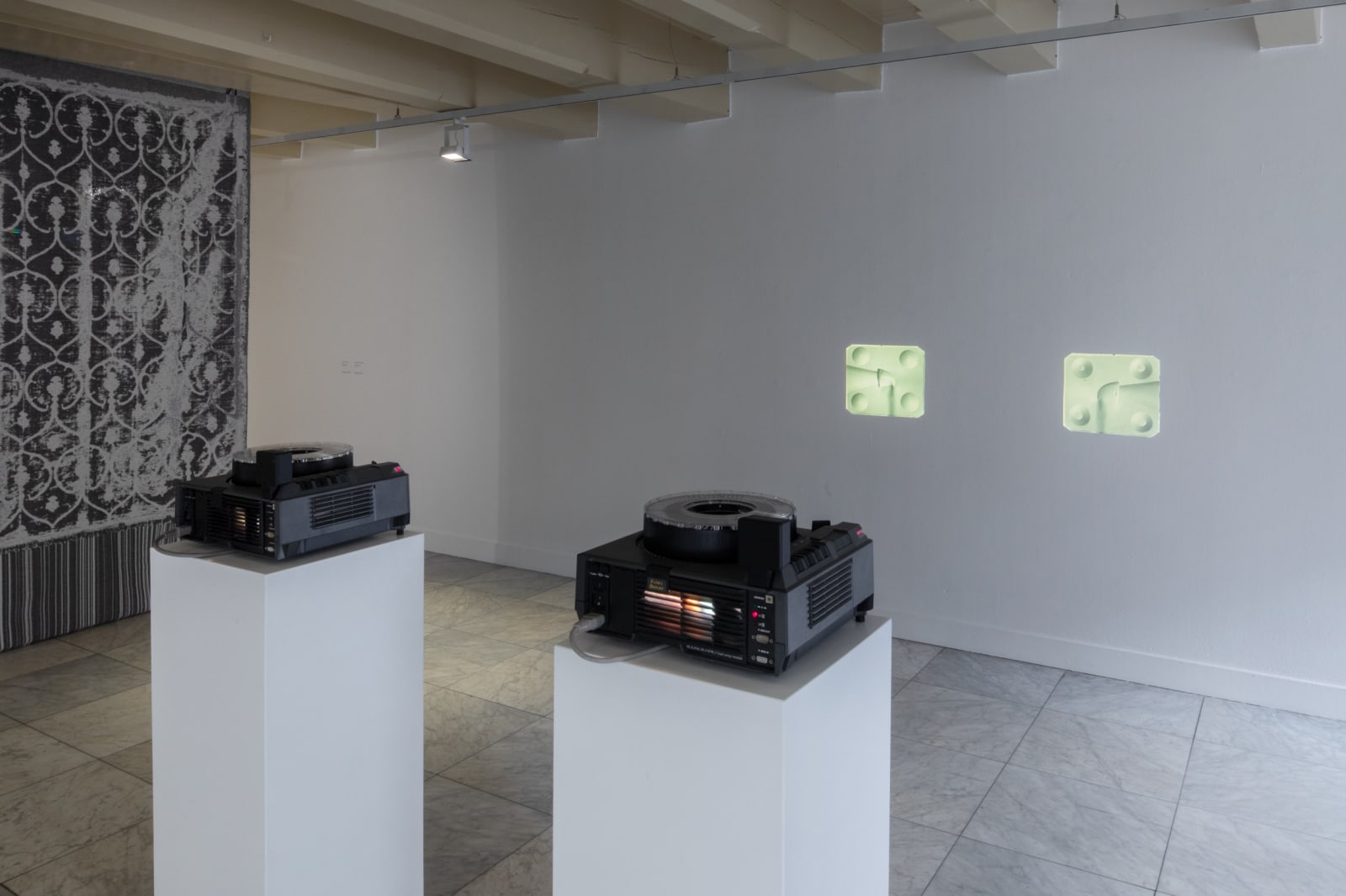 Installation images of Lisa Oppenheim: Spolia at Huis Marseille, Amsterdam.