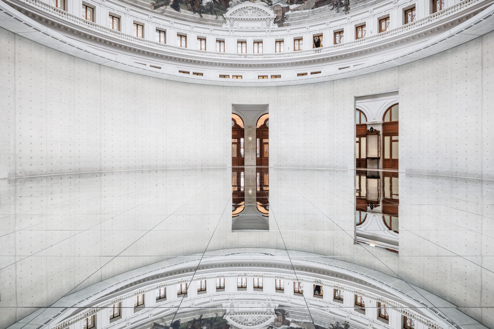 View of the exhibition “Le monde comme il va”, Bourse de Commerce – Pinault Collection, Paris, 2024. © Tadao Ando Architect & Associates, Niney et Marca Architectes, agence Pierre-Antoine Gatier. Photo: Florent Michel/11h45/Pinault Collection. © Kimsooja/