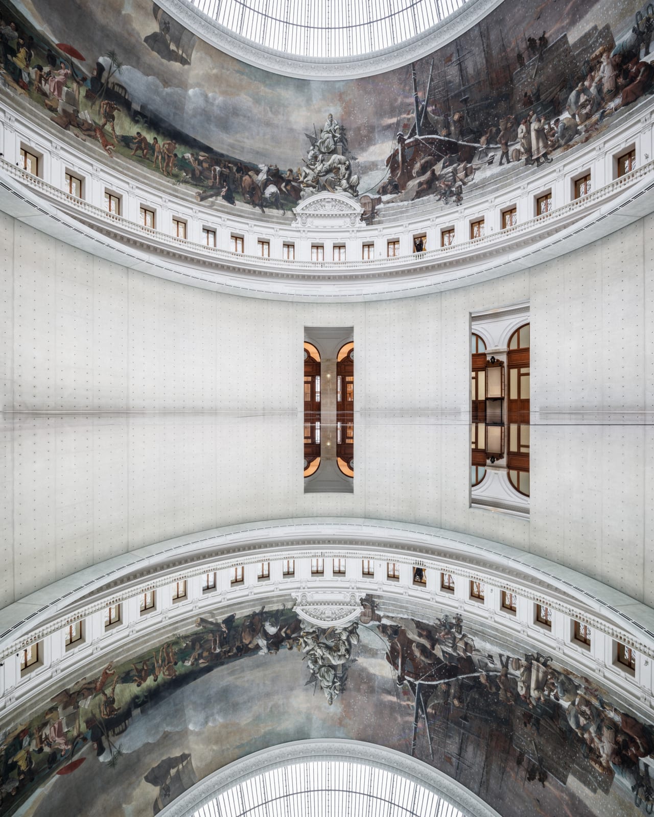 View of the exhibition “Le monde comme il va”, Bourse de Commerce – Pinault Collection, Paris, 2024. © Tadao Ando Architect & Associates, Niney et Marca Architectes, agence Pierre-Antoine Gatier. Photo: Florent Michel/11h45/Pinault Collection. © Kimsooja/