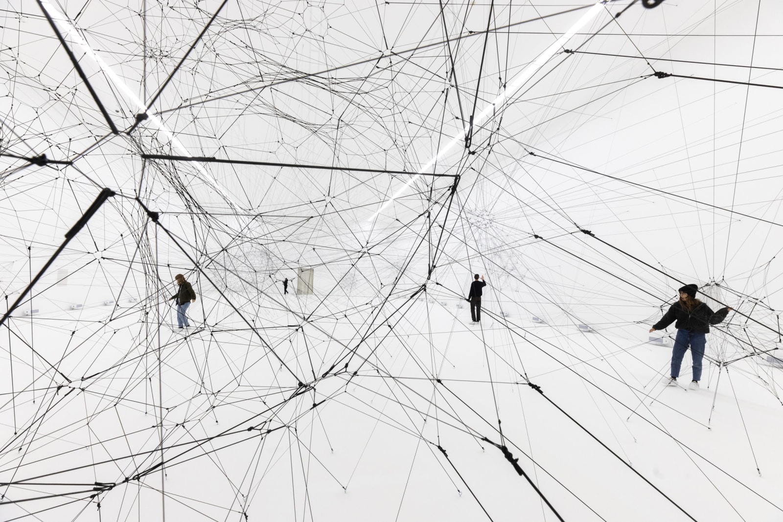 Installation view of Tomás Saraceno: Complementarities at Red Brick museum.