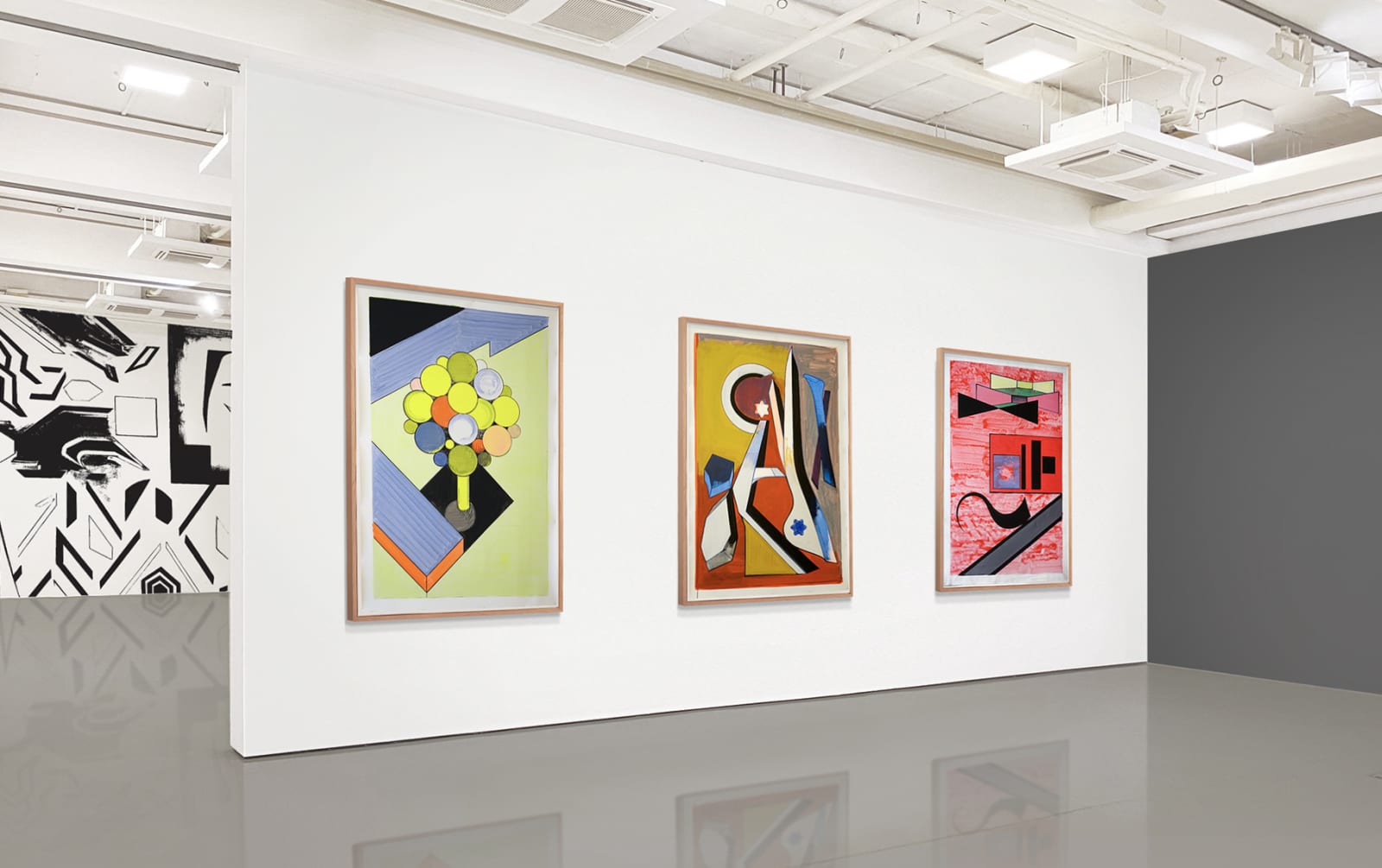 Installation view of Thomas Scheibitz's exhibition Sinusknoten in Germany.