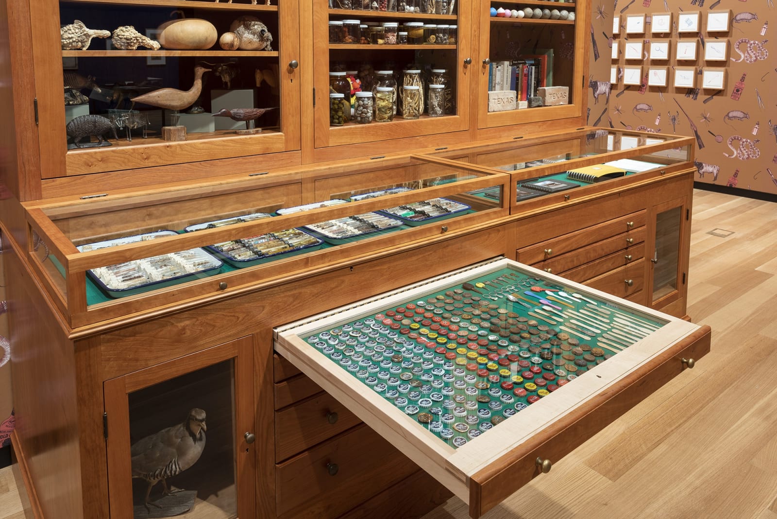Dion cabinet with drawers open