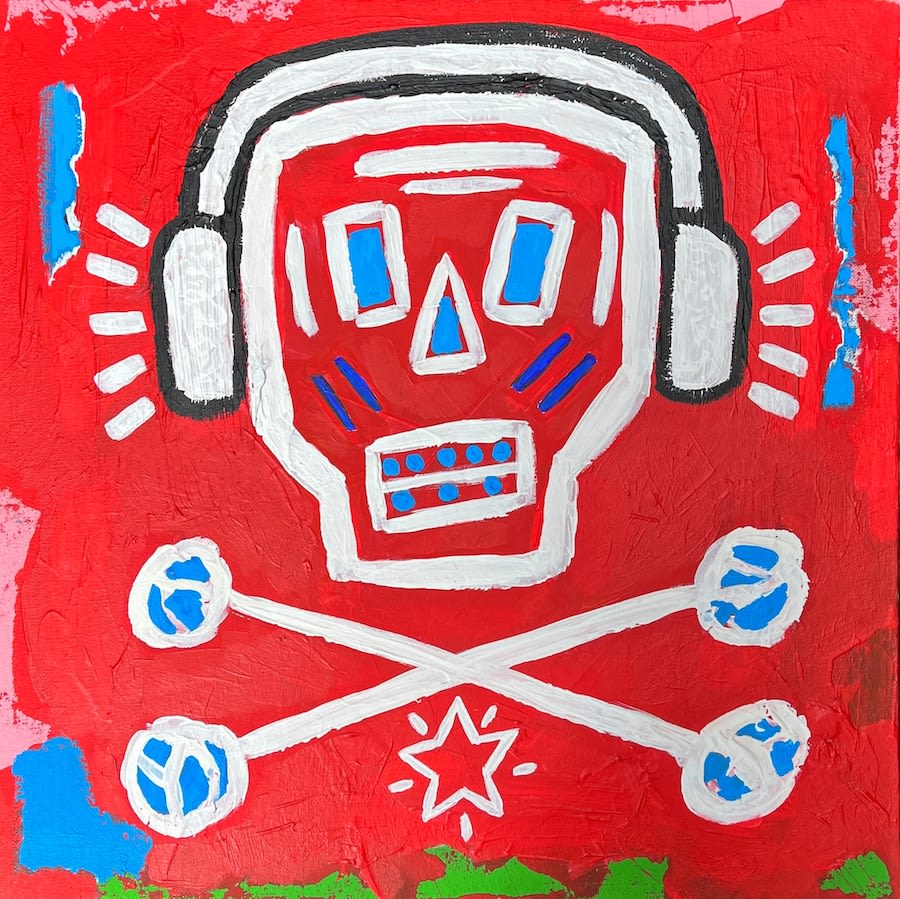 Skull with Cans 40 x 40 cm