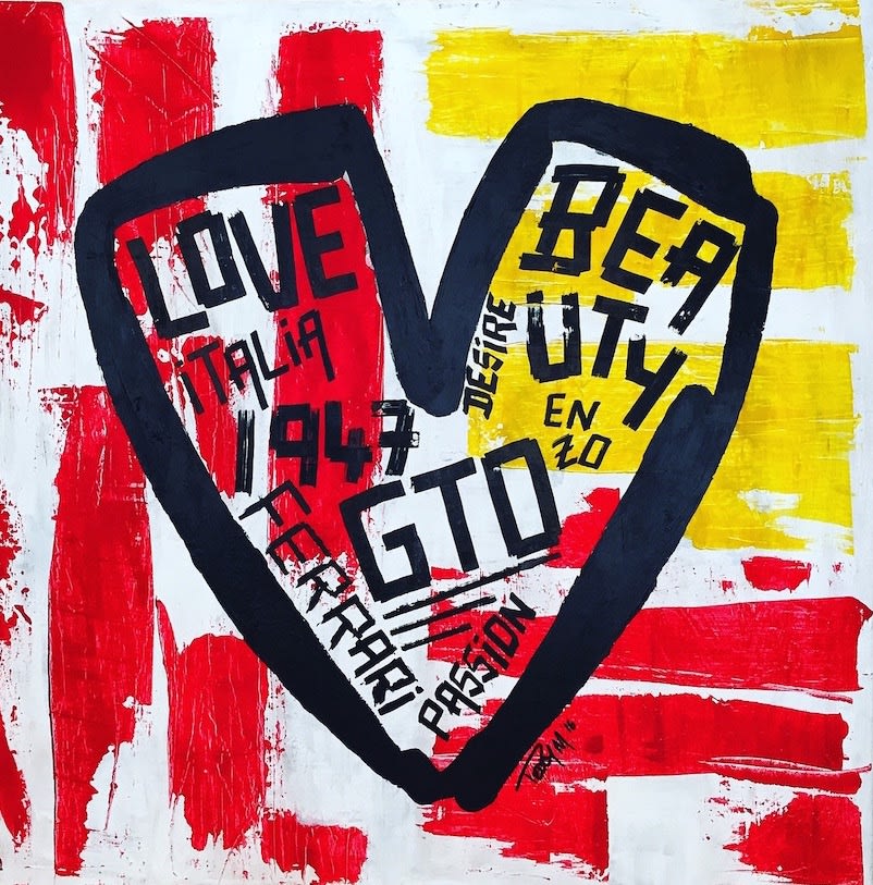 enzo ferrari heart gto contemporary art painting Teddy McDonald red black yellow
