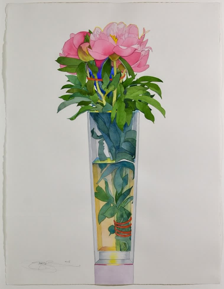 Gary Bukovnik, Pink Peonies in a Tall Vase, 2018