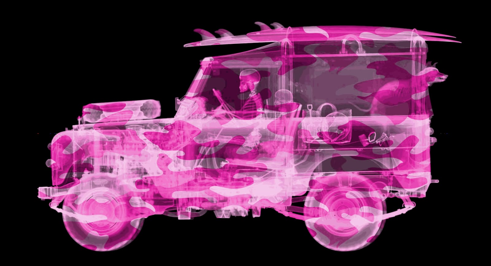 Nick Veasey, Camouflage Land Rover Surfer - Pink