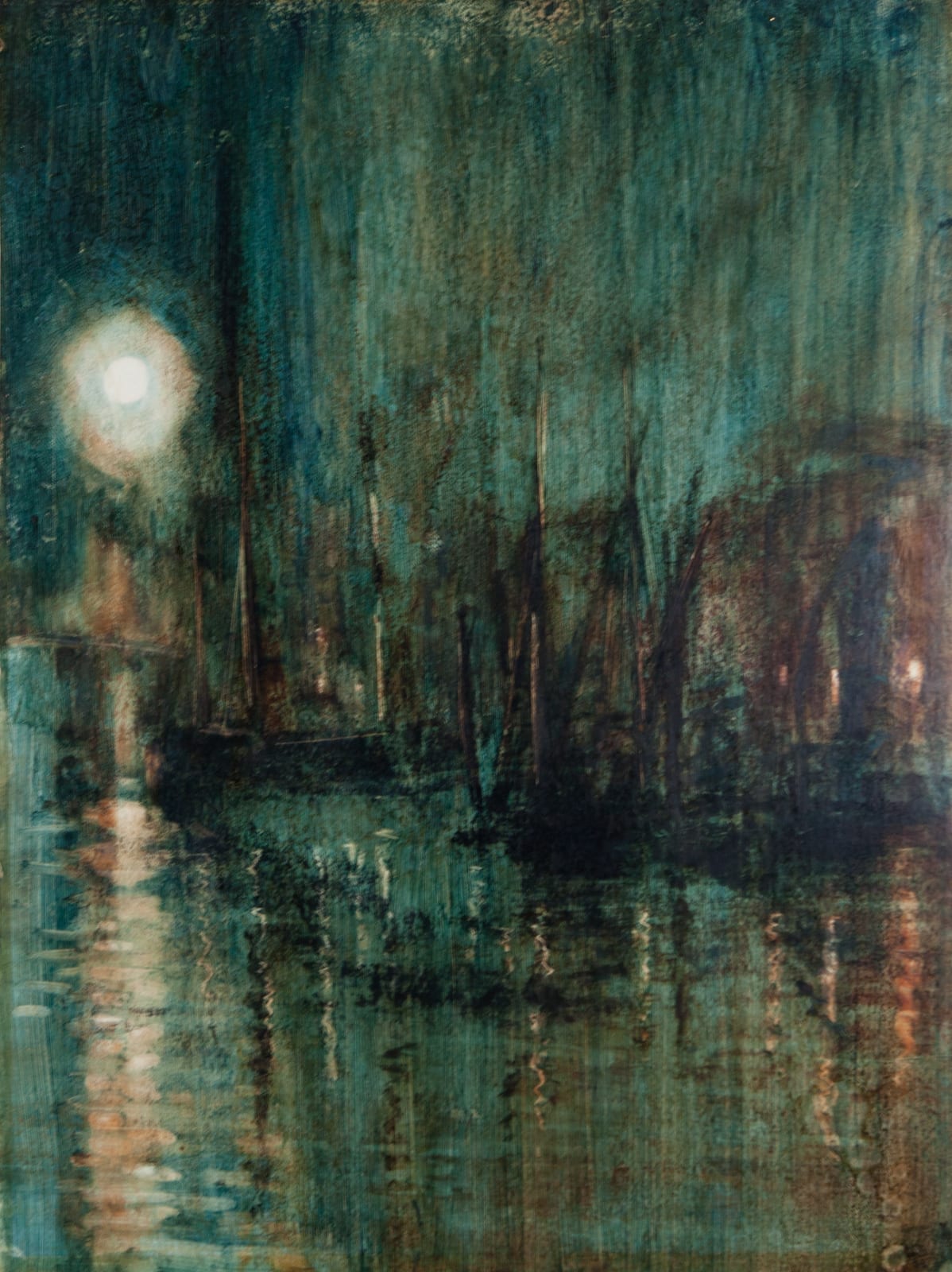 Anthony Amos, Moonlit Harbour (double sided)