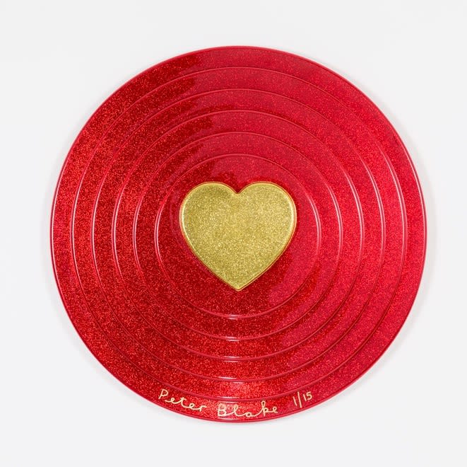 Peter Blake, Heart Target - Gold Heart on Red
