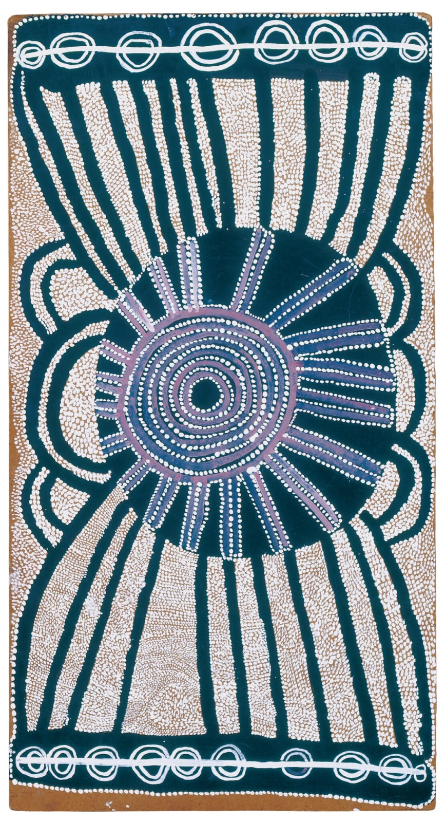 Tjunginpa by Mick Namararri Tjapaltjarri (c. 1927–1998), 1991. Synthetic polymer paint on linen, 481⁄4 by 717⁄8 inches. © The estate of the artist, by permission of Papunya Tula Artists through the Aboriginal Artists Agency.