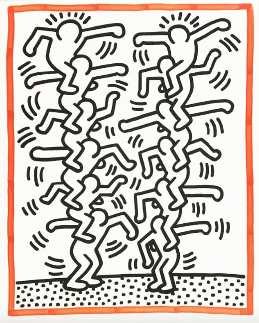 Keith Haring, Three Lithographs: One plate, 1985