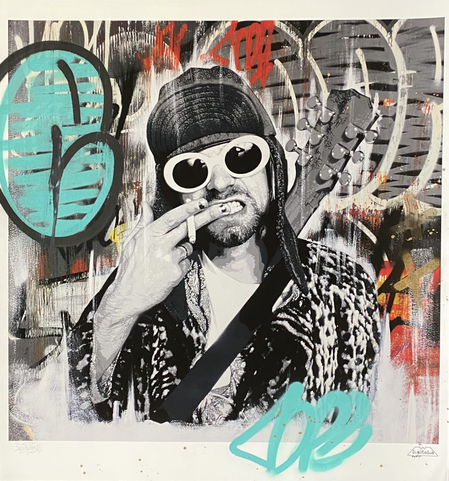大特価 意味 Kurt Cobain Embellished Print | Zombiedan 絵画