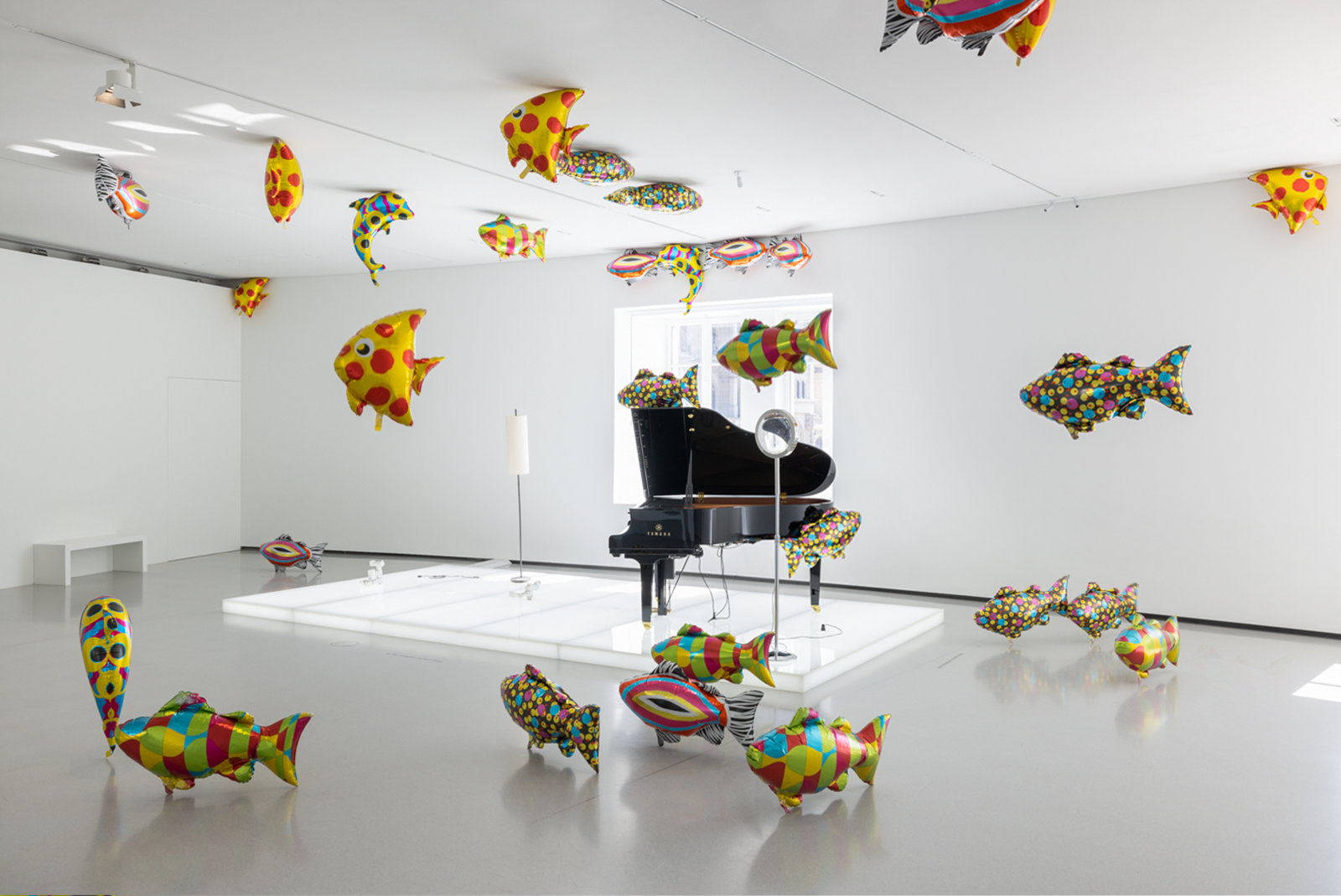 <div class="image_caption_container"><div class="image_caption"><p><span>Philippe Parreno, </span><b>Quasi Objects: My Room is a Fish Bowl, AC/DC Snakes, Happy Ending, Il Tempo del Postino, Opalescent acrylic glass podium, Disklavier Piano</b><span>, 2014.</span><span> Photo © Andrea Rossetti</span></p></div></div>