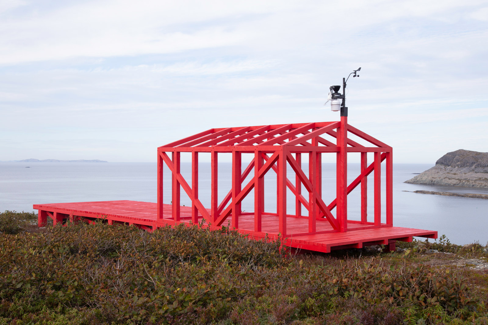 <div class="image_caption_container"><div class="image_caption"><p>Liam Gillick, <strong>A Variability Quantifier (aka The Fogo Island Red Weather Station)</strong>, Fogo Island, 2022. Photo © Joshua Jensen</p></div></div>