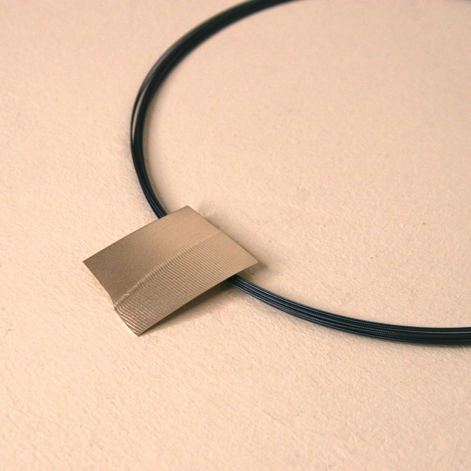 Kate Wilkinson, Rectangle Athena Siver Pendant Cable Necklace