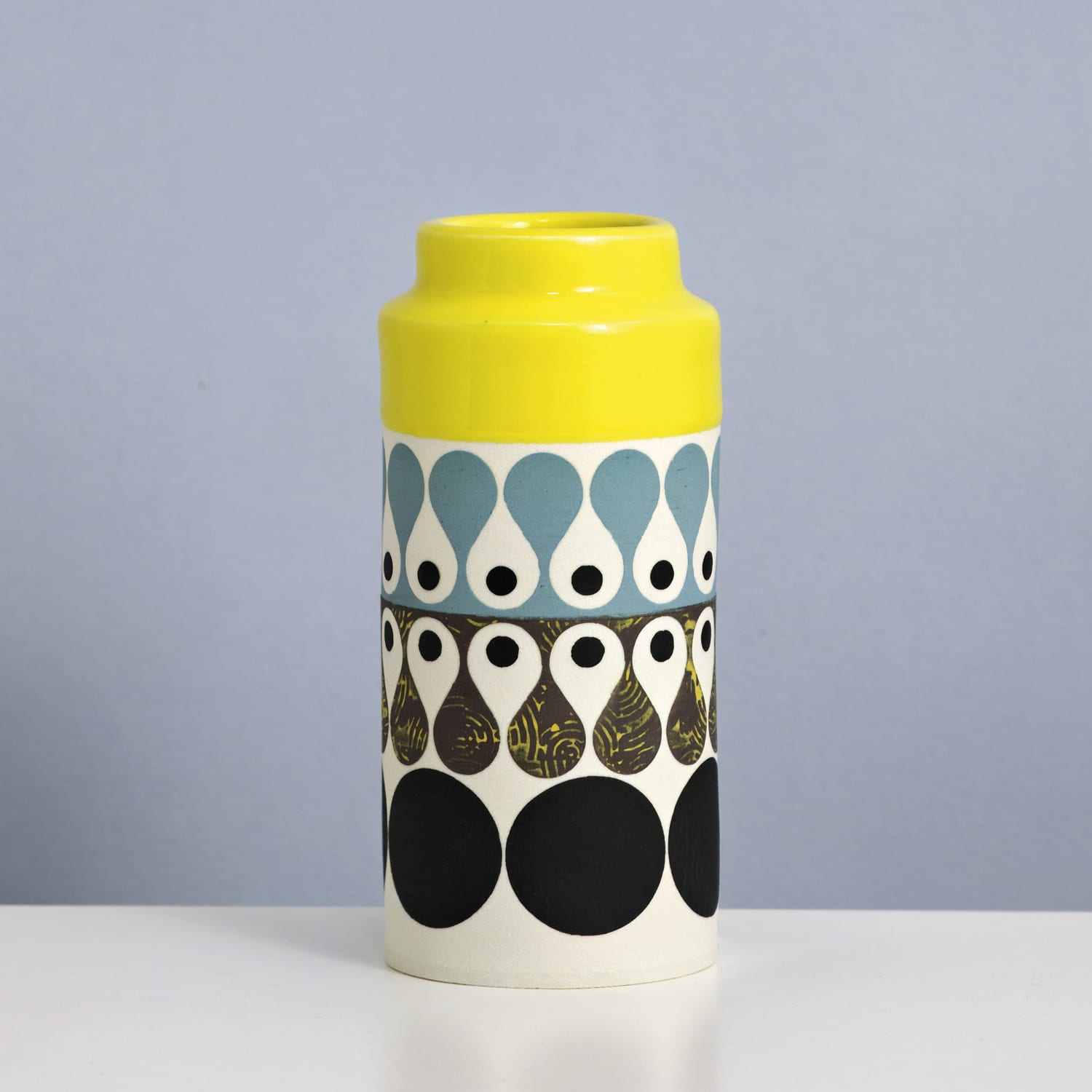 MapMap, Cylinder Vase - Yellow, Blue & Black