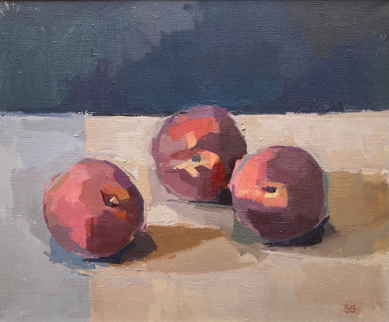 Still life painting of apricots by Sarah Spackman