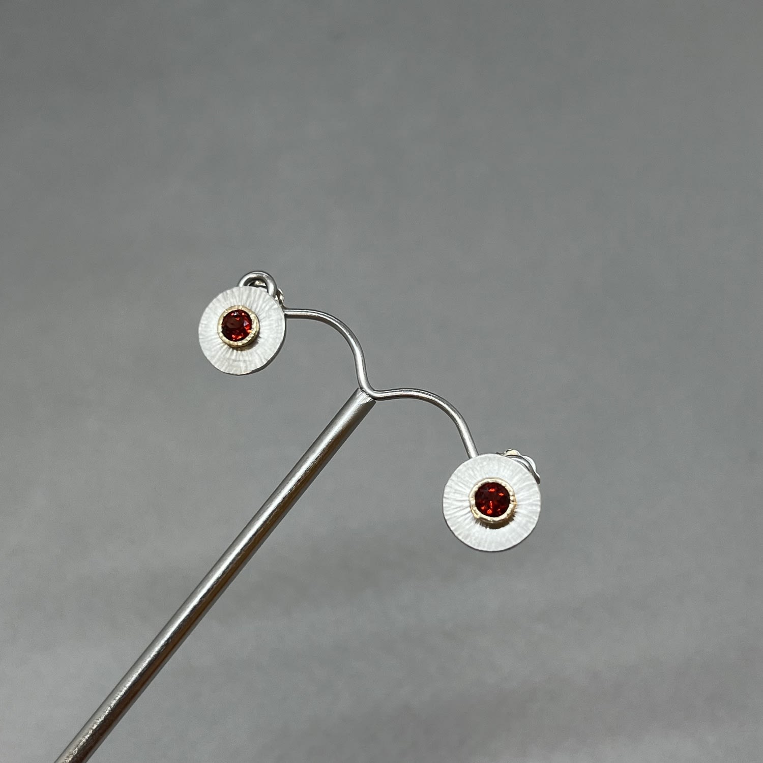 Emily Fermor, Sterling Silver, 9ct Gold & Garnet Rays Earrings