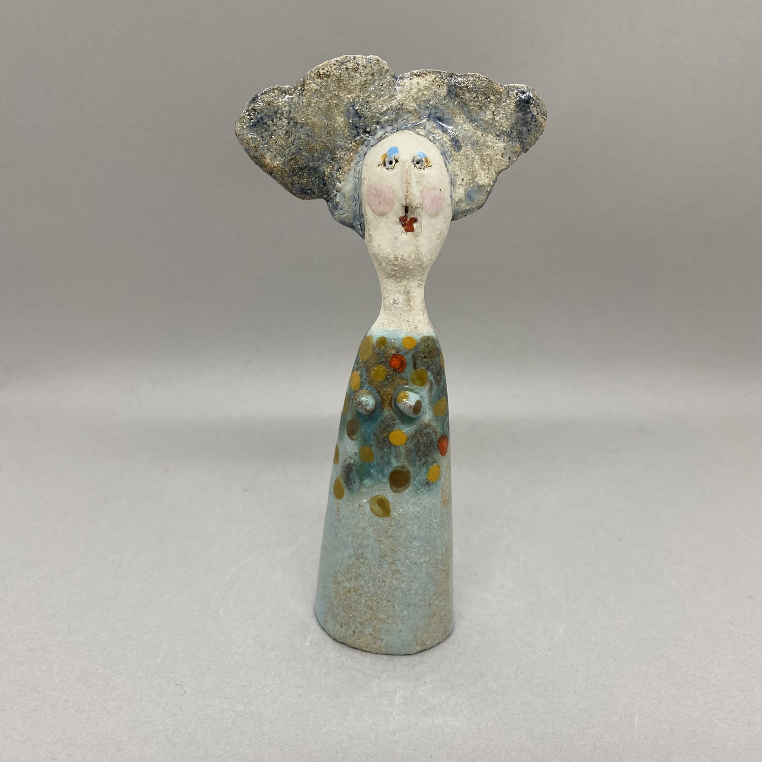 Jane Muir, Little Lady - Aqua with orange spots, 2023