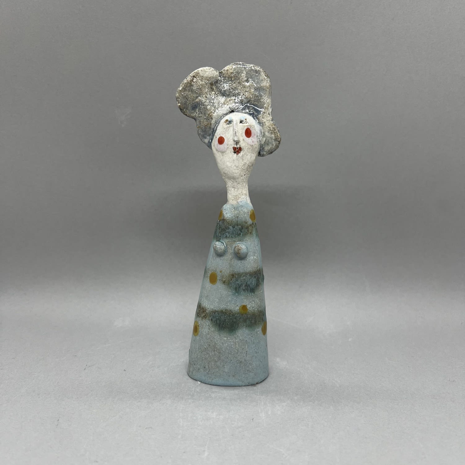 Jane Muir, Little Lady - Pale Blue, Orange Spots