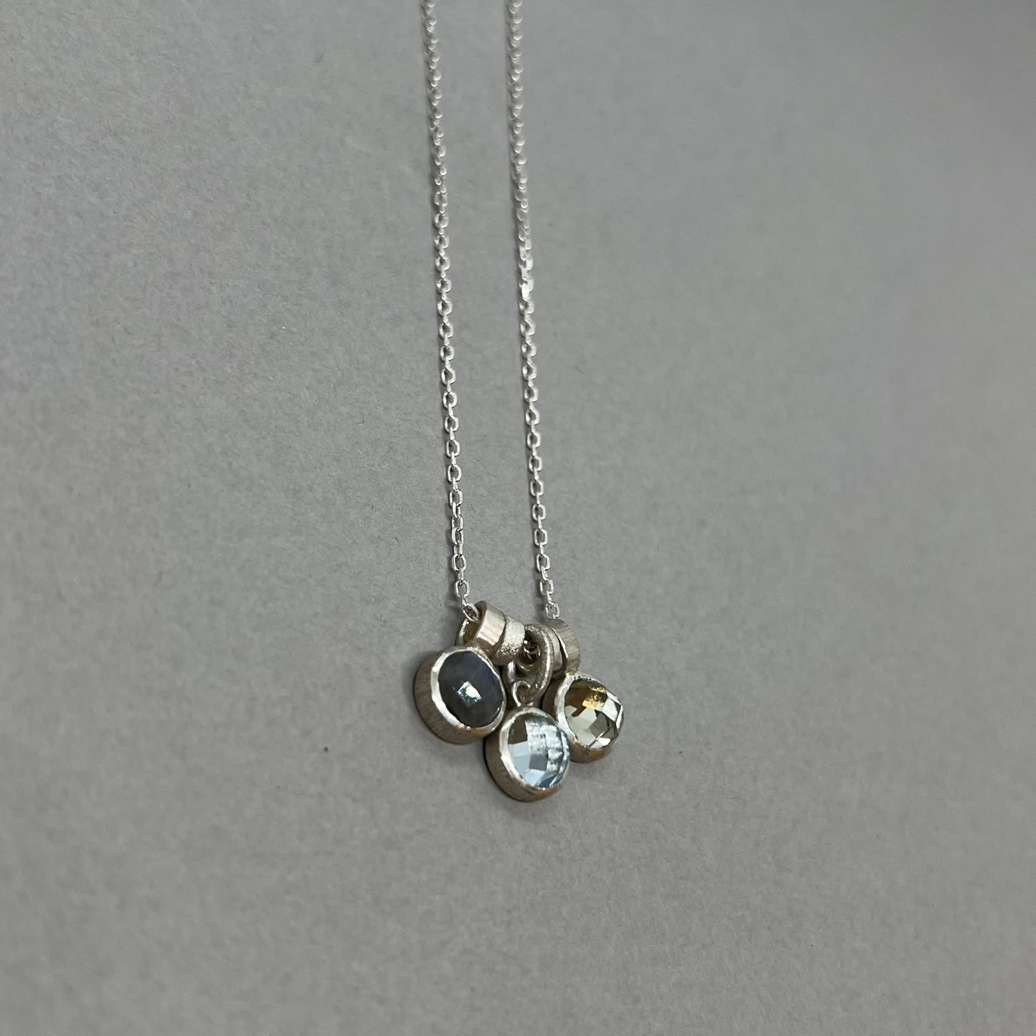 Emily Fermor, Labradorite, Blue Topaz & Green Quartz Sterling Silver Necklace