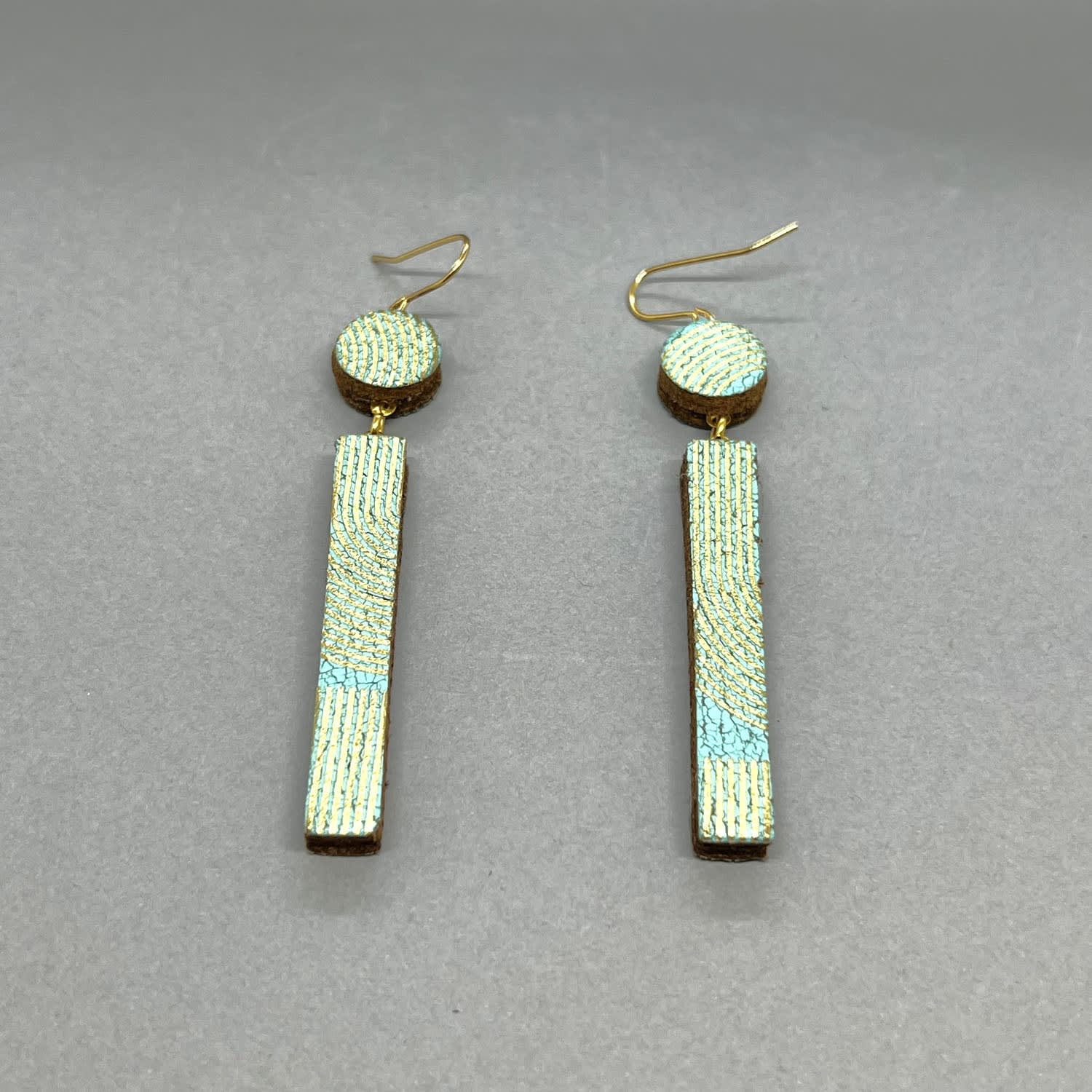 Kay Morgan Bloc Long Earrings Turquoise Gold Sarah Wiseman