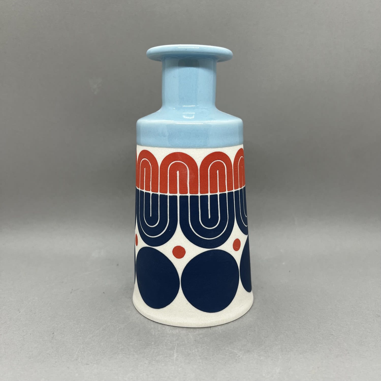 MapMap, Cone Bottle Vase - Sky Blue, Navy, Red