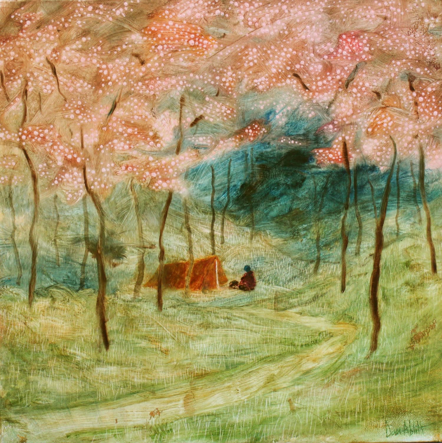 Daniel Ablitt 'Wild Camping (Under Blossom), Oil on Panel