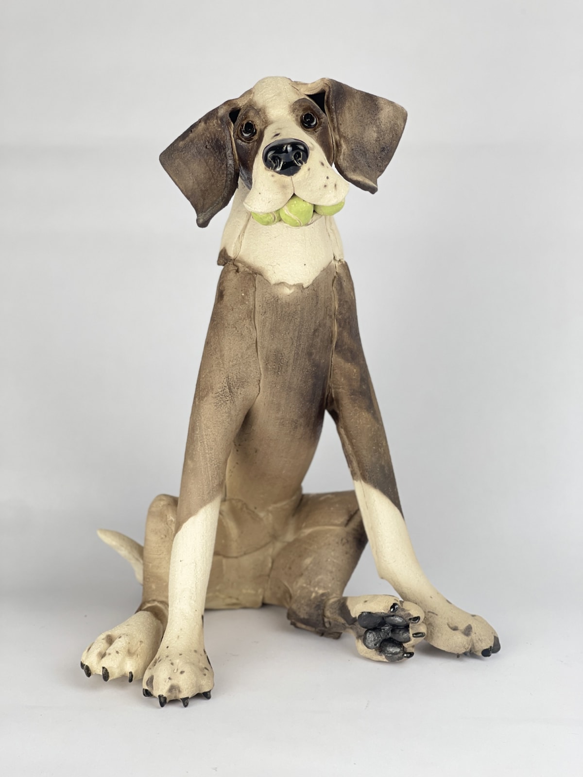 Virginia Dowe Edwards, Seated Patchy Dog With Tennis Balls Shipping to USA, 2024