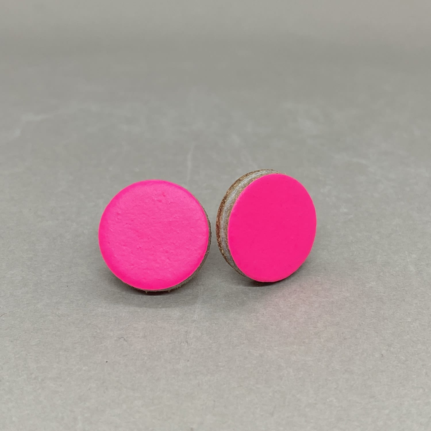 Kay Morgan Circle Stud Earrings Fluorescent Pink Sarah
