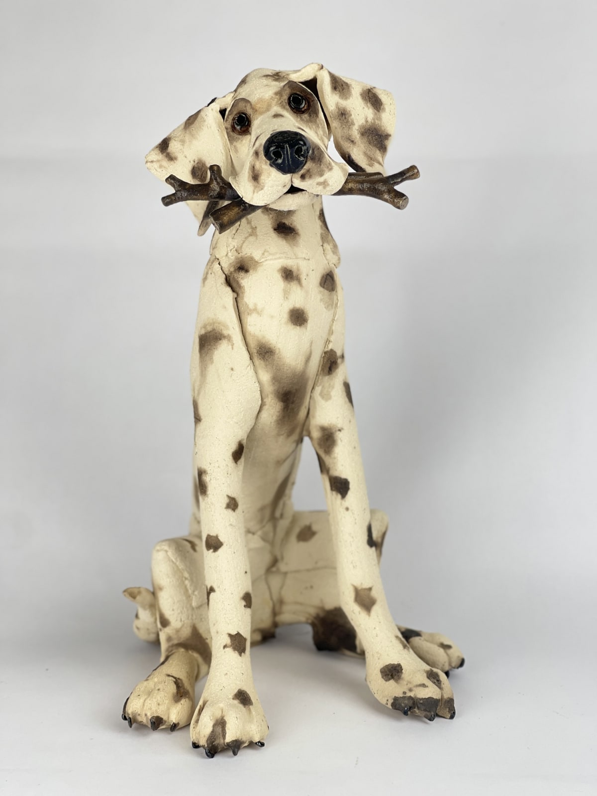 Virginia Dowe Edwards, Seated Spotty Dog With Stick, 2024
