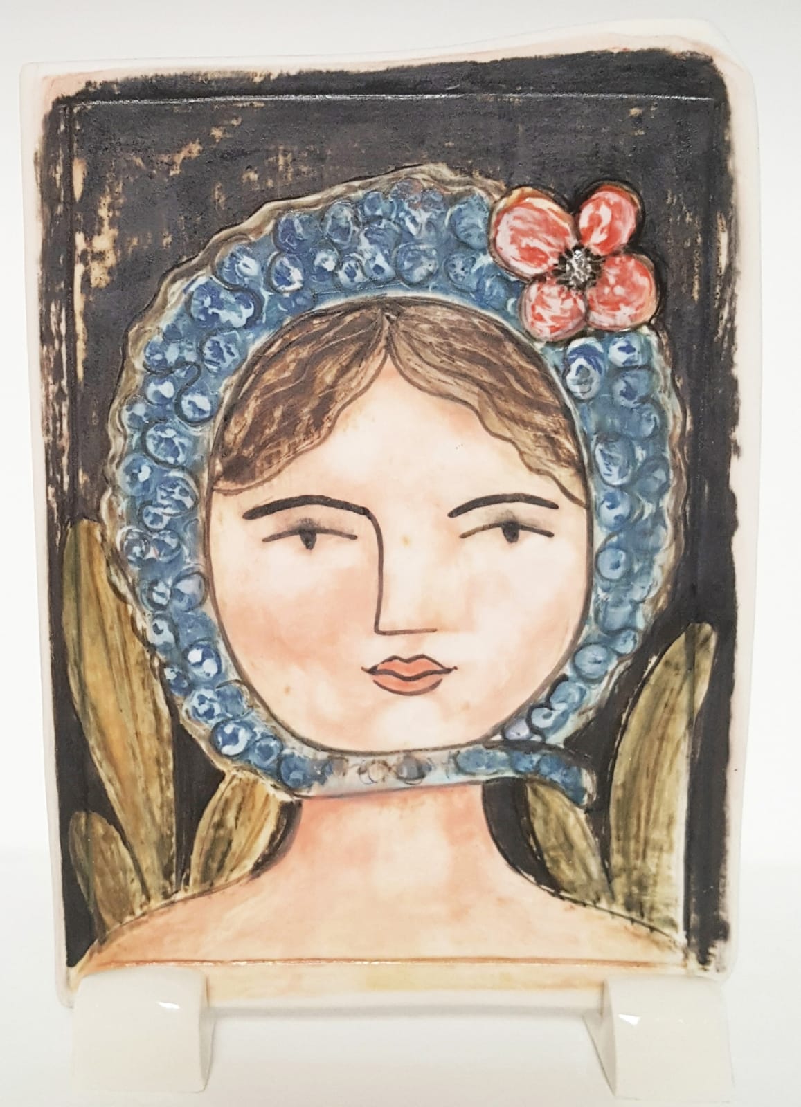 Clare Nicholls, Blue Swimming Cap with Red Flower, 2020