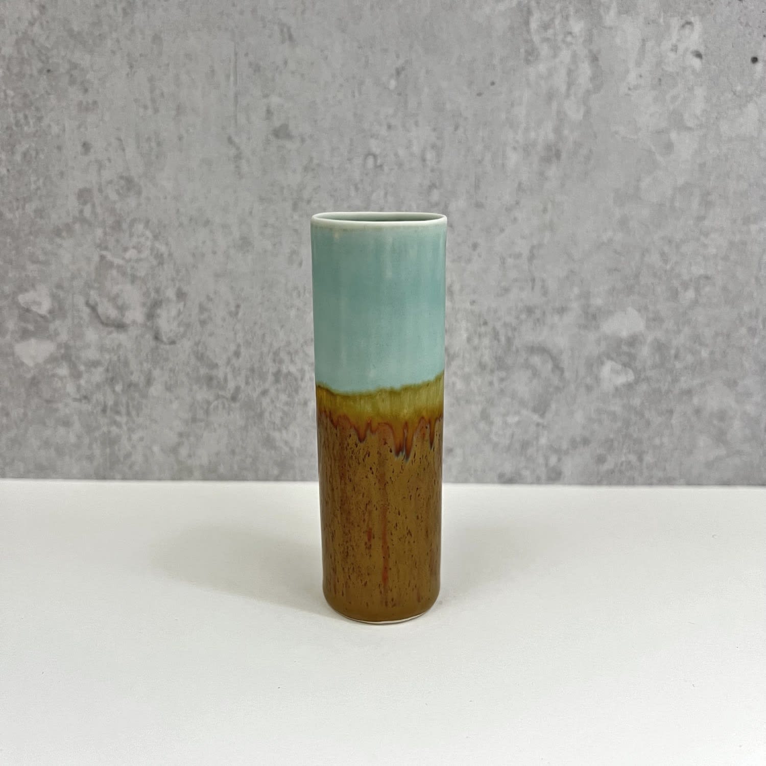 Yuta Segawa, Small Cylinder Vase - Biscuit & Duck Egg Blue