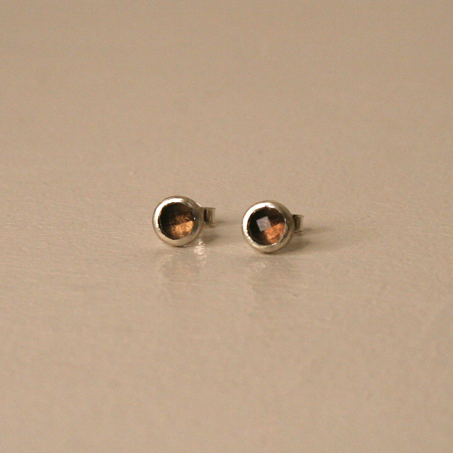 Emily Fermor, Smoky Quartz & Sterling Silver Earring Studs
