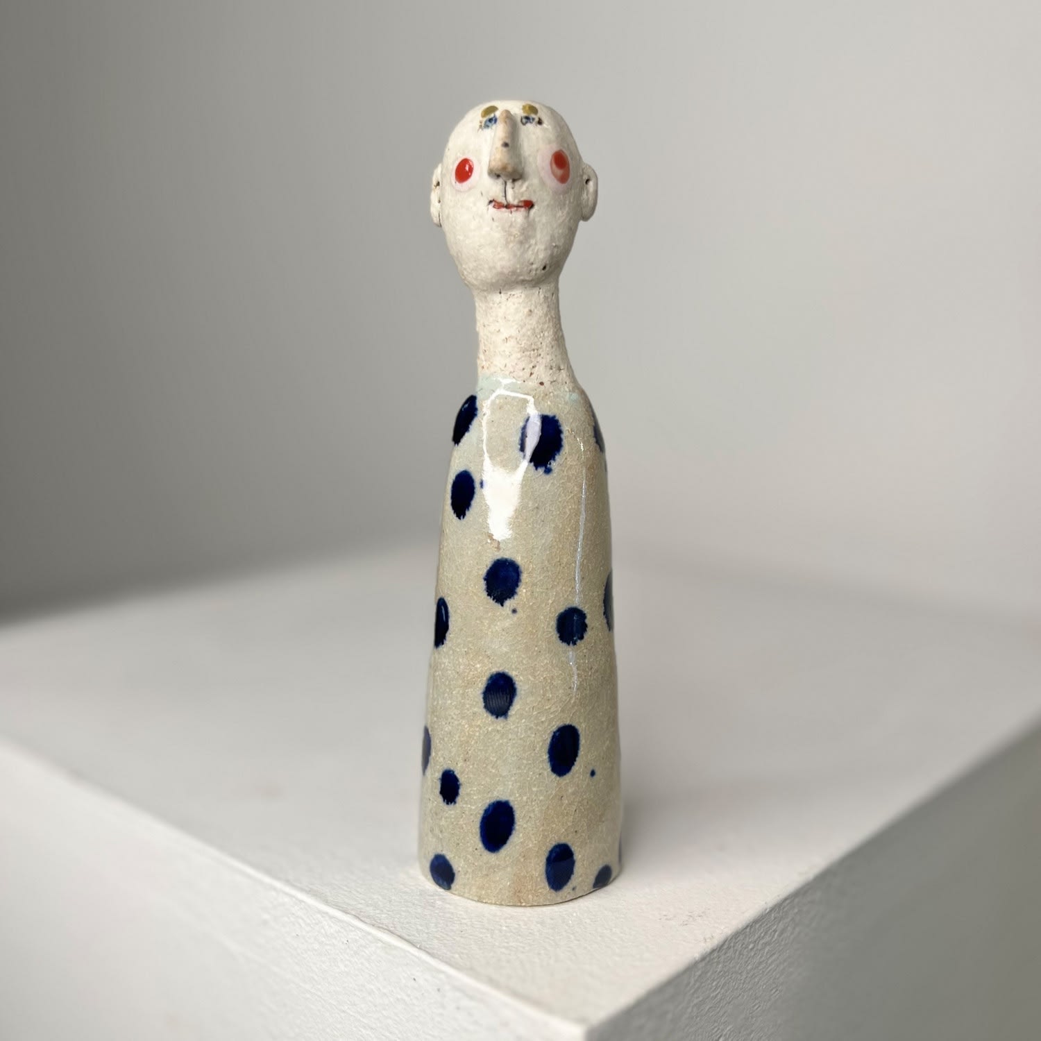 Jane Muir, Little Man - Stone Grey, Blue Spots
