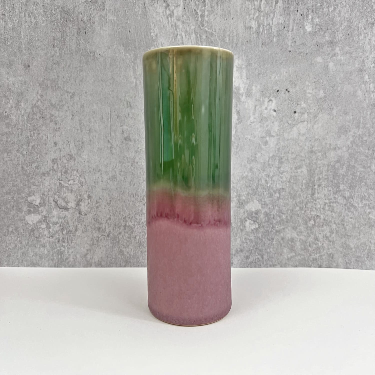 Yuta Segawa, Cylinder Vase - Green & Rose Pink