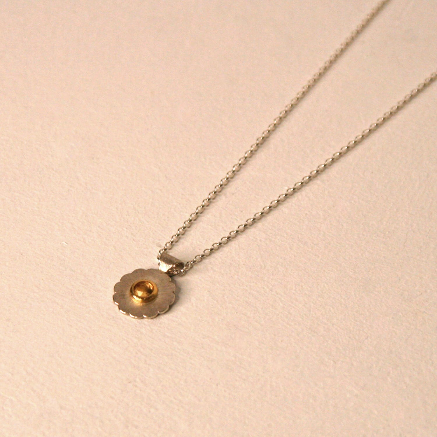 Emily Fermor, Citrine, Gold Setting & Sterling Silver Flower Rays Pendant Necklace