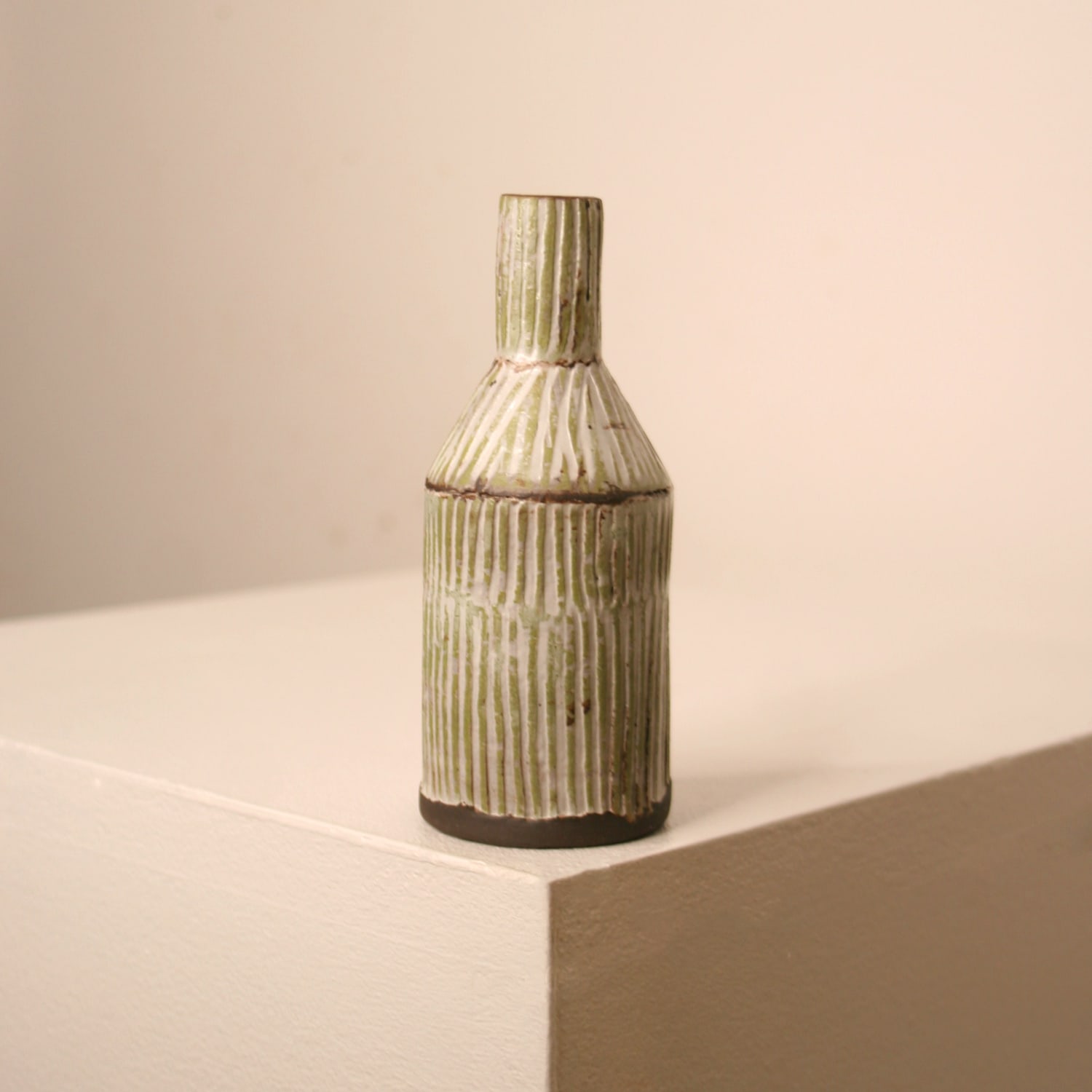 Elly Wall, Sage Striped Bottle I